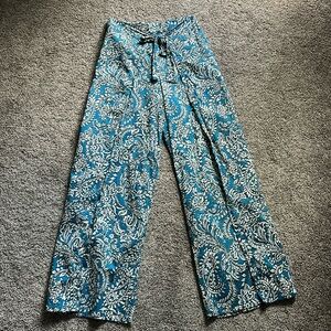 WORN TWICE | Zara Palazzo Paisley Print Pants | US Small | Blue and White